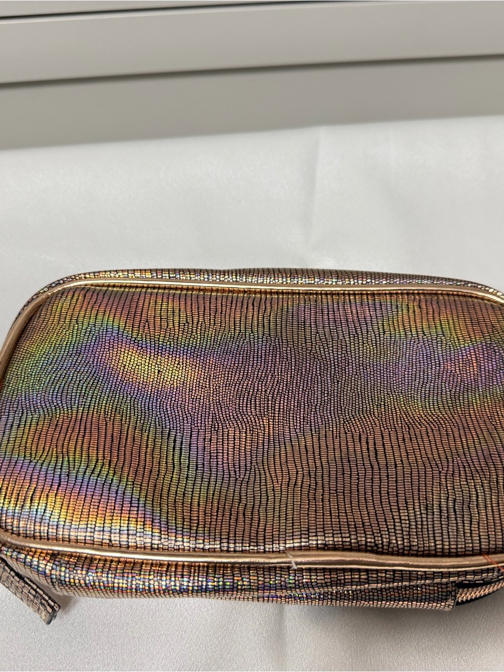 NEW BoxyCharm Iridescent Rose Gold Makeup Bag